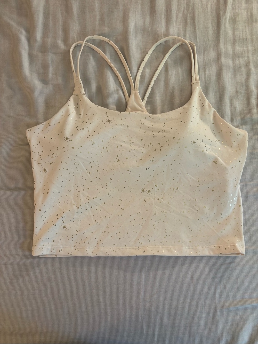 Fabletics White Star Speckle Double-Strap Crop Tank